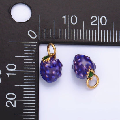 24K Gold Filled Grape Fruit Enamel Charm | W006