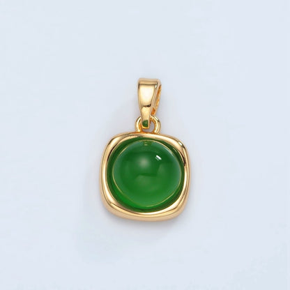 24K Gold Filled Green Aventurine Round Molten Bezel Pendant | H891