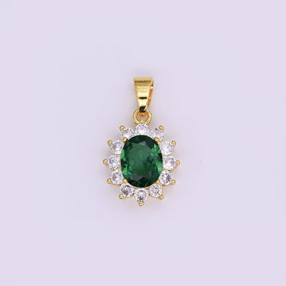 24K Gold Filled Green CZ Celestial Flower Pendant | AA1483
