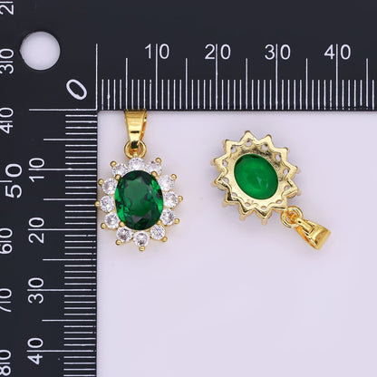 24K Gold Filled Green CZ Celestial Flower Pendant | AA1483