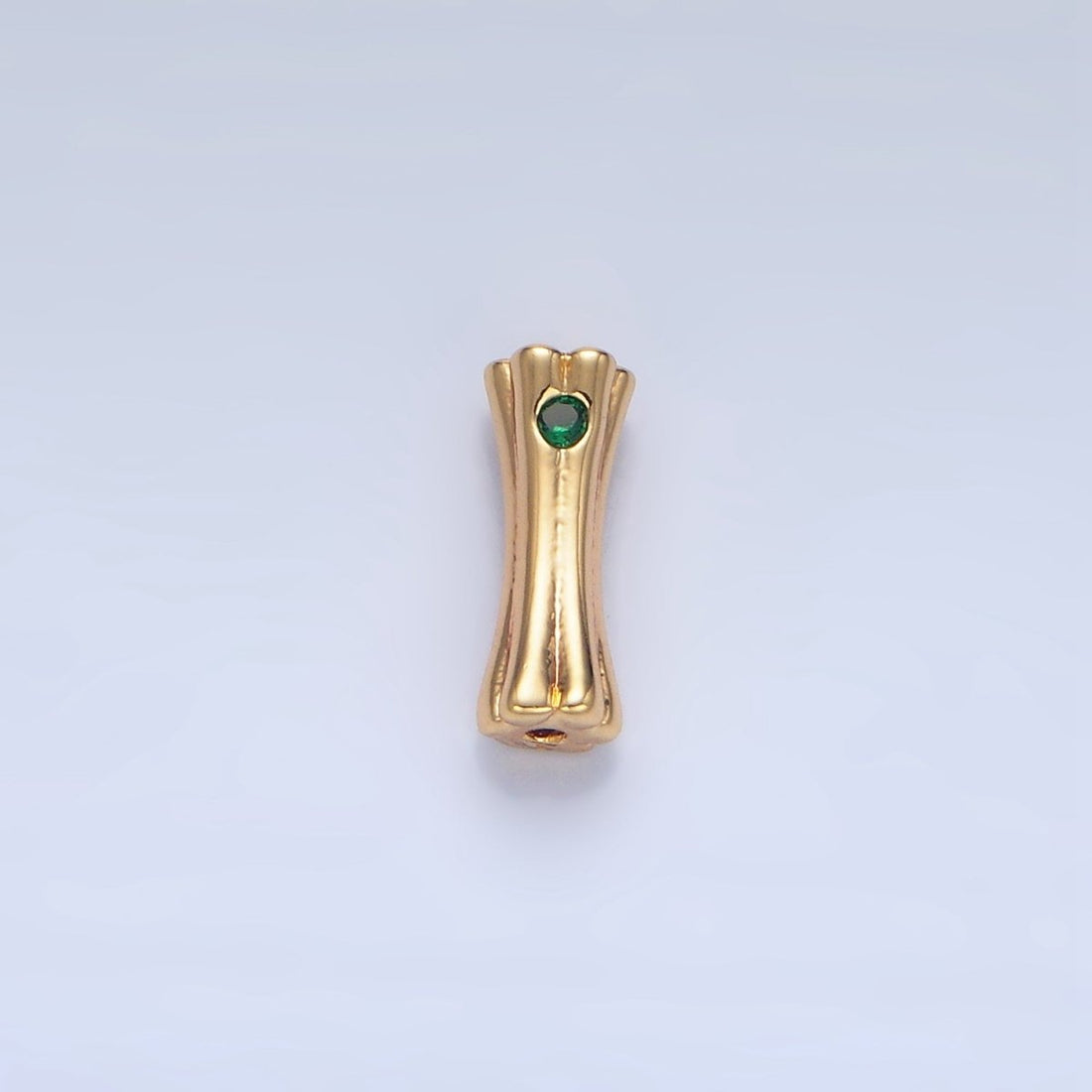24K Gold Filled Green CZ Geometric Curved Bar Bead | B040