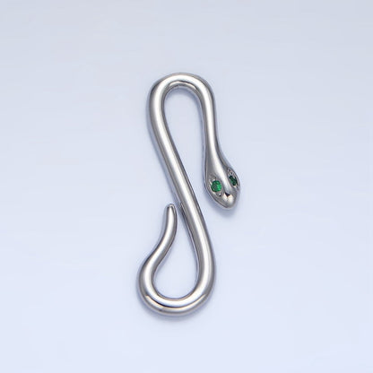 24K Gold Filled 25mm Green CZ Snake Push Closure Findings in Gold &amp; Silver | Z974