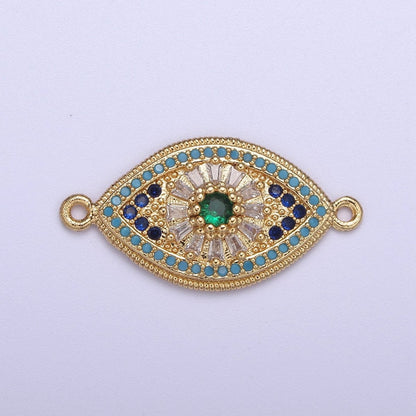 24k Gold Filled Green Eye Charm Connector Cz Eye Link Connector for Braclet Component F-216