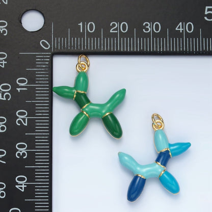 24K Gold Filled Green, Red, Blue Enamel Balloon Animal Charm | M139 - M140