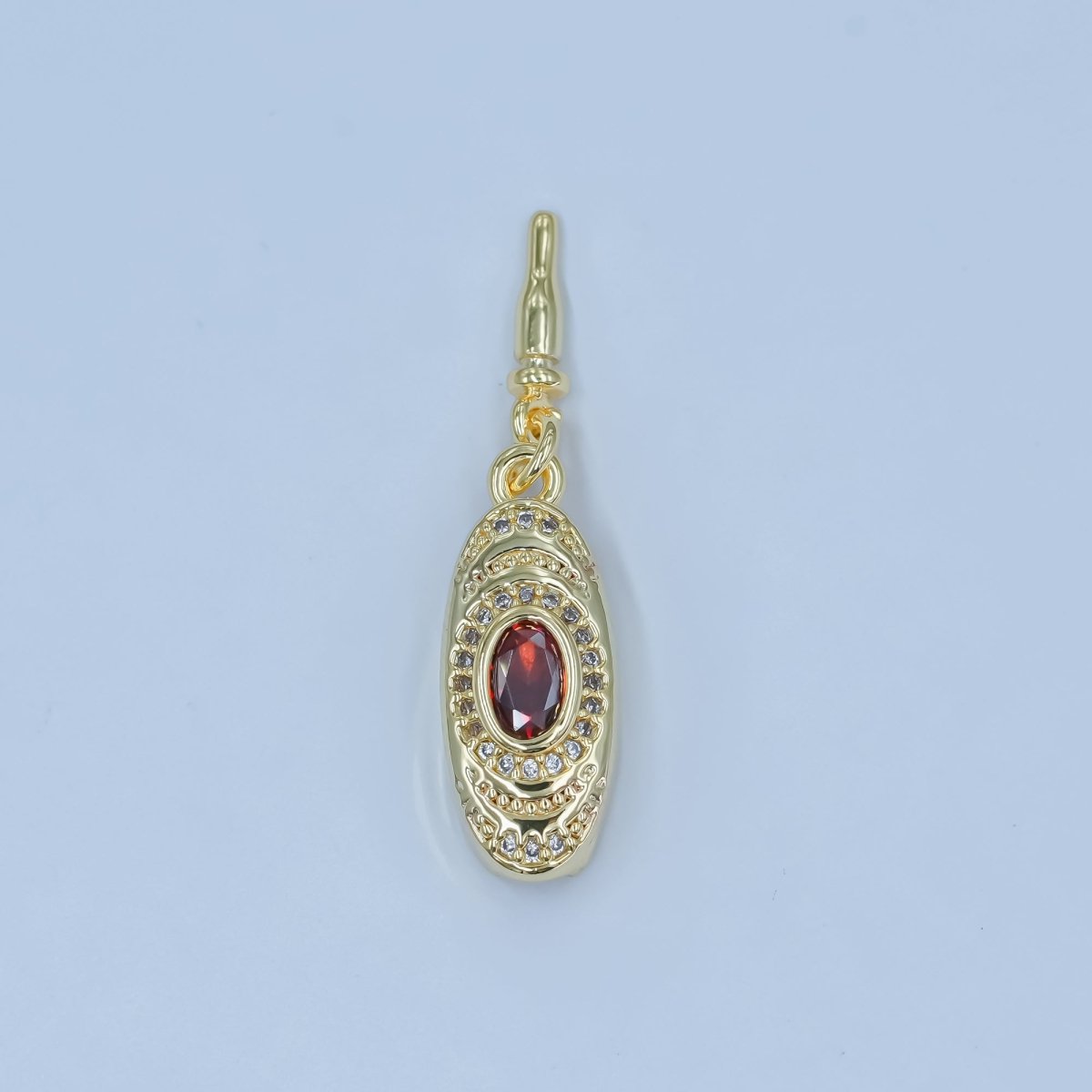 24K Gold Filled Green, Red CZ Micro Paved Geometric Bean Buckle Closure Finding | Z1100