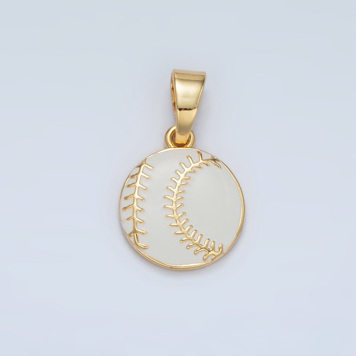 24K Gold Filled Green Tennis Ball, White Baseball Enamel Pendant | I451