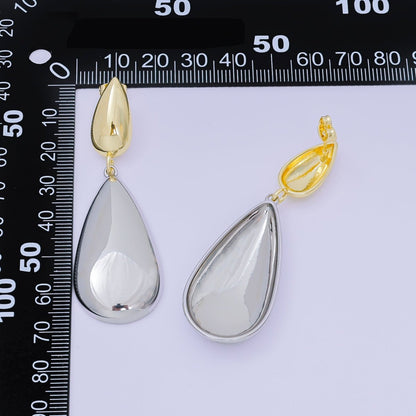 24K Gold Filled 25mm Mixed Metal Teardrop Drop Stud Earrings | AJ110