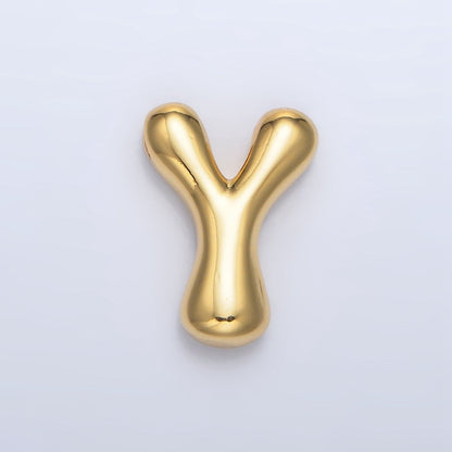 24K Gold Filled Groovey Chubby Balloon Letter Initial Pendant | A1630 - A1642