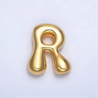 24K Gold Filled Groovey Chubby Balloon Letter Initial Pendant | A1630 - A1642