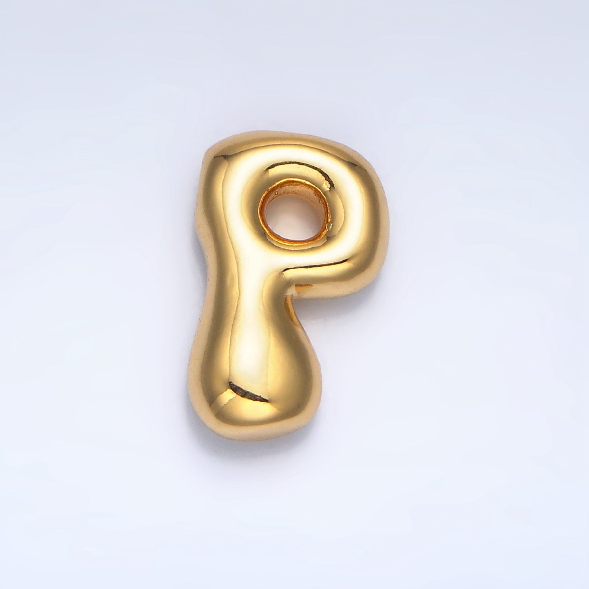 24K Gold Filled Groovey Chubby Balloon Letter Initial Pendant | A1630 - A1642