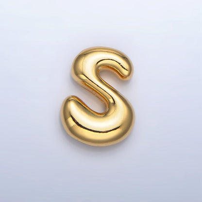 24K Gold Filled Groovey Chubby Balloon Letter Initial Pendant | A1630 - A1642