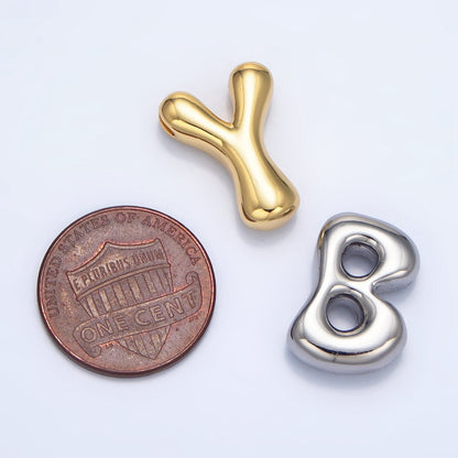 24K Gold Filled Groovey Chubby Balloon Letter Initial Pendant | A1630 - A1642