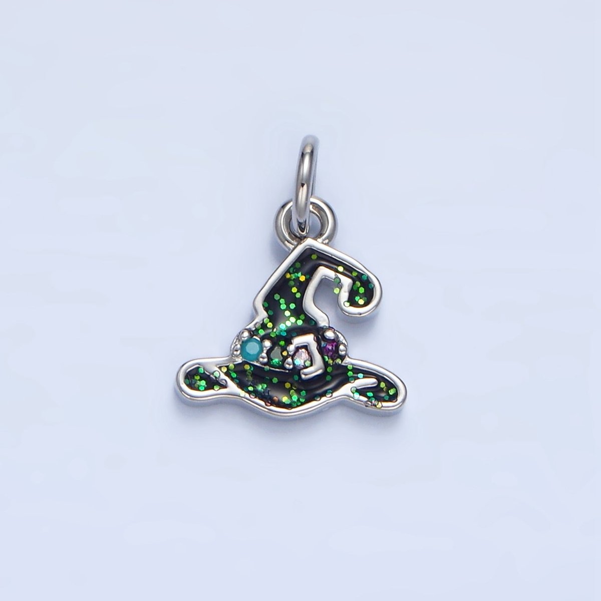 24K Gold Filled 11mm Halloween Black Witch Hat Charm in Gold &amp; Silver | X621