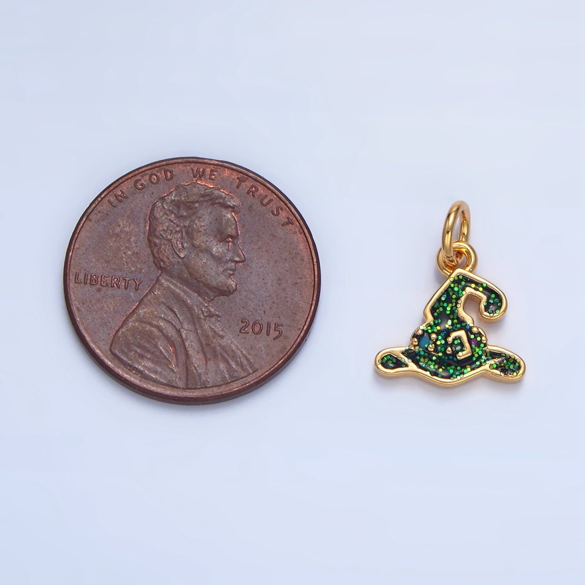 24K Gold Filled 11mm Halloween Black Witch Hat Charm in Gold &amp; Silver | X621