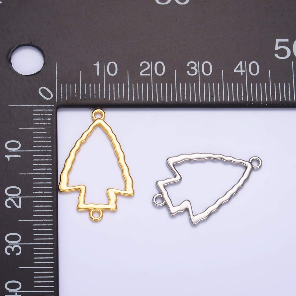 24K Gold Filled Hammered Arrow Open Charm Connector in Gold &amp; Silver | F833