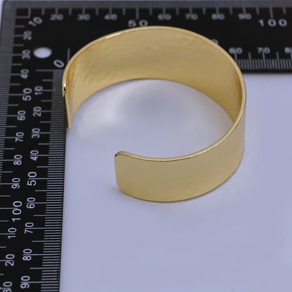 24K Gold Filled Wide Hammered Cuff Bracelet | WA-03249