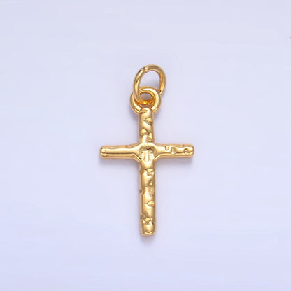 24K Gold Filled Hammered Cross Minimalist Charm | W112