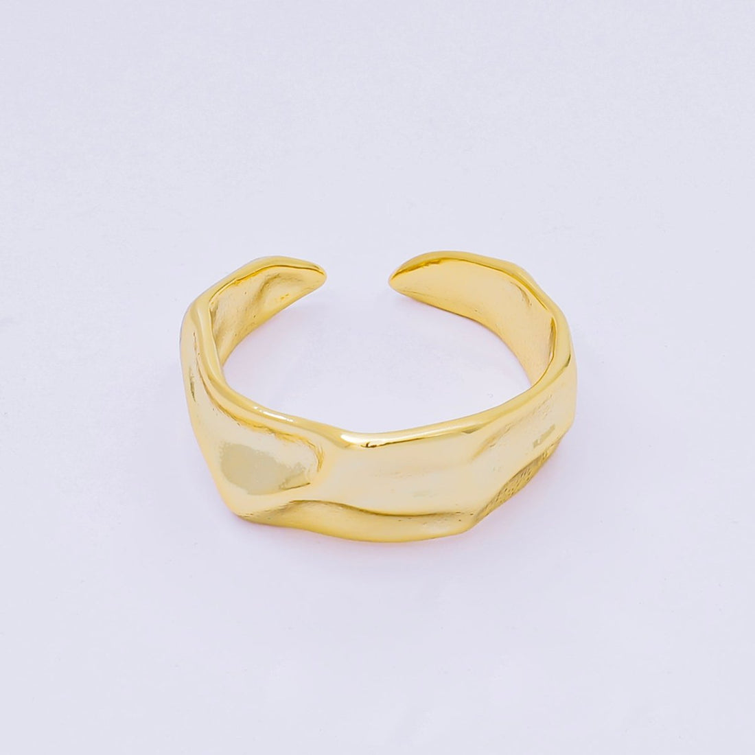 24K Gold Filled Hammered Freeform Round Open Ring | O377