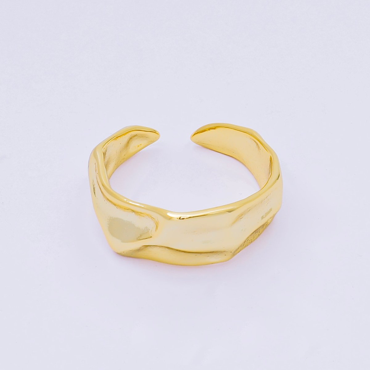 24K Gold Filled Hammered Freeform Round Open Ring | O377