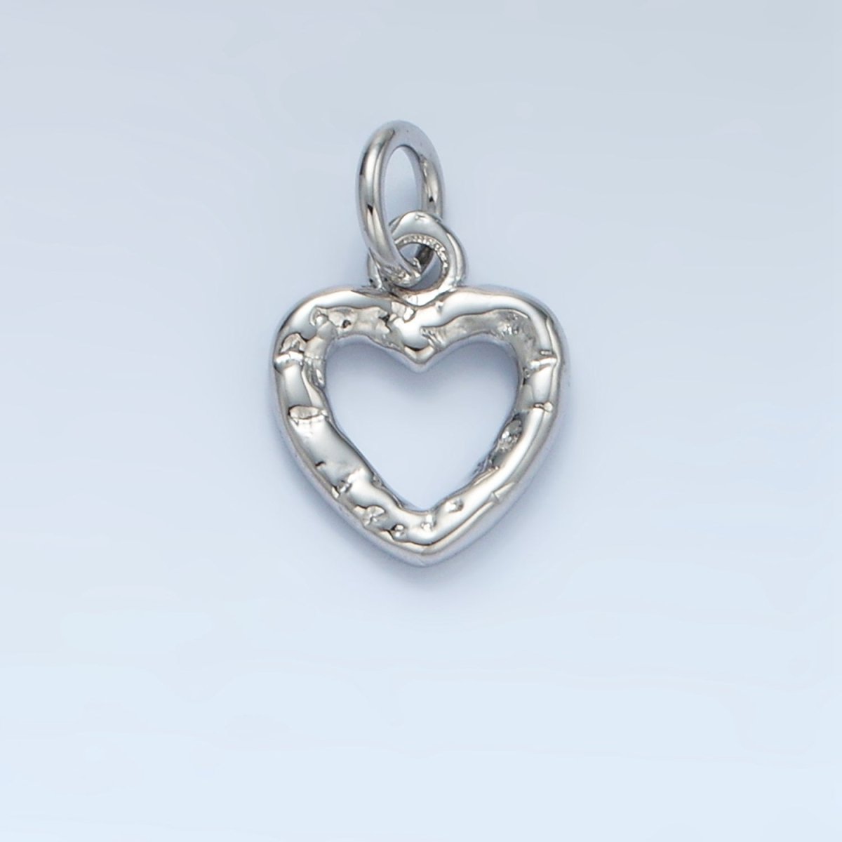 24K Gold Filled 11mm Hammered Heart Open Mini Charm in Gold &amp; Silver | D743