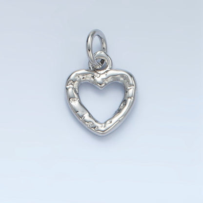 24K Gold Filled 11mm Hammered Heart Open Mini Charm in Gold &amp; Silver | D743