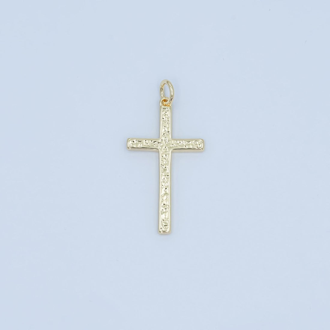 24K Gold Filled Hammered Minimalist Cross Charm | N117