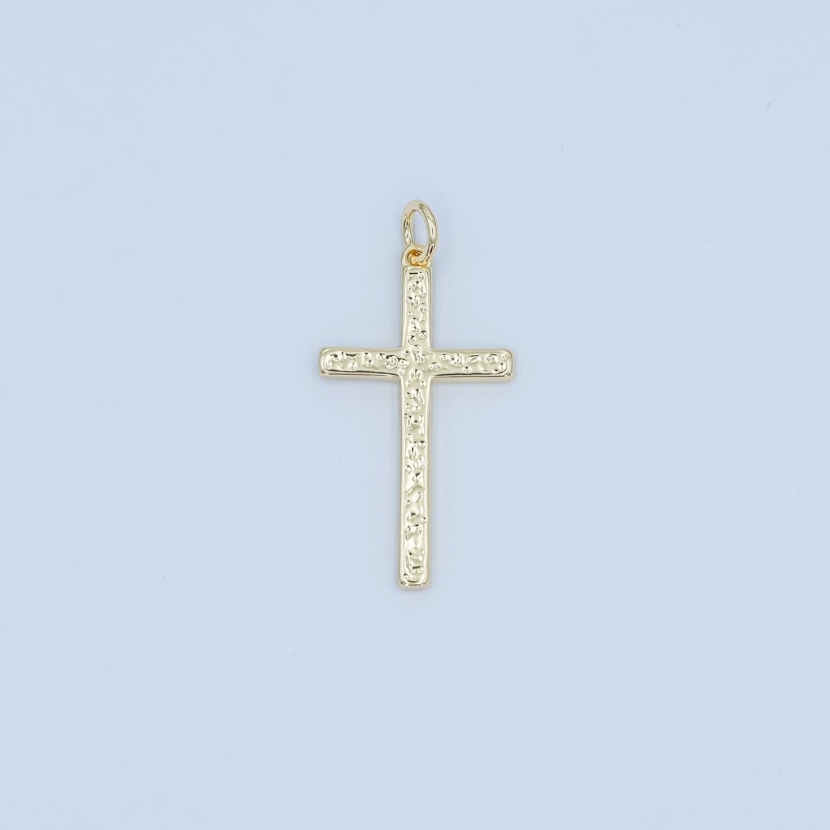 24K Gold Filled Hammered Minimalist Cross Charm | N117