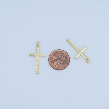 24K Gold Filled Hammered Minimalist Cross Charm | N117