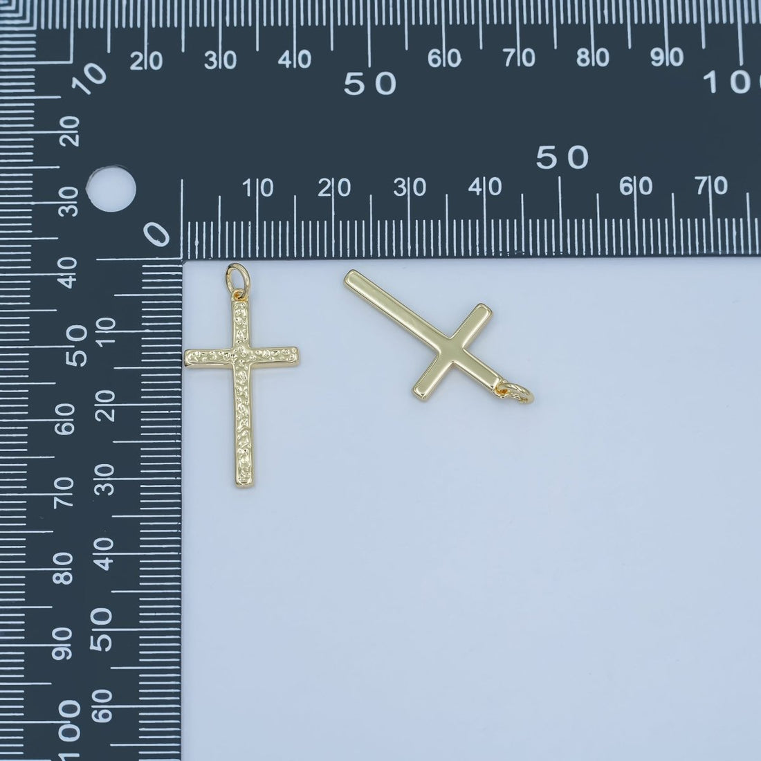 24K Gold Filled Hammered Minimalist Cross Charm | N117