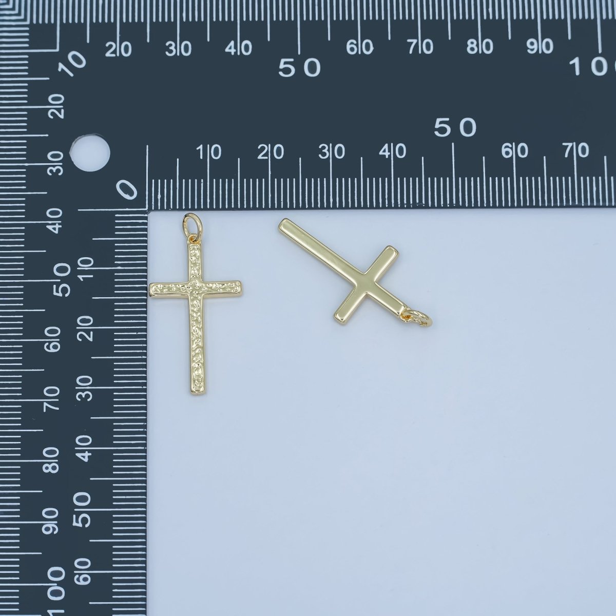 24K Gold Filled Hammered Minimalist Cross Charm | N117