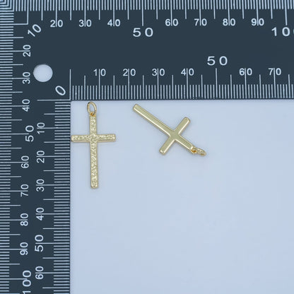 24K Gold Filled Hammered Minimalist Cross Charm | N117