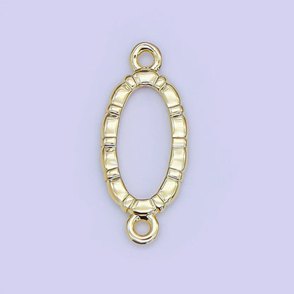 24K Gold Filled Hammered Oval Connector | Y-015