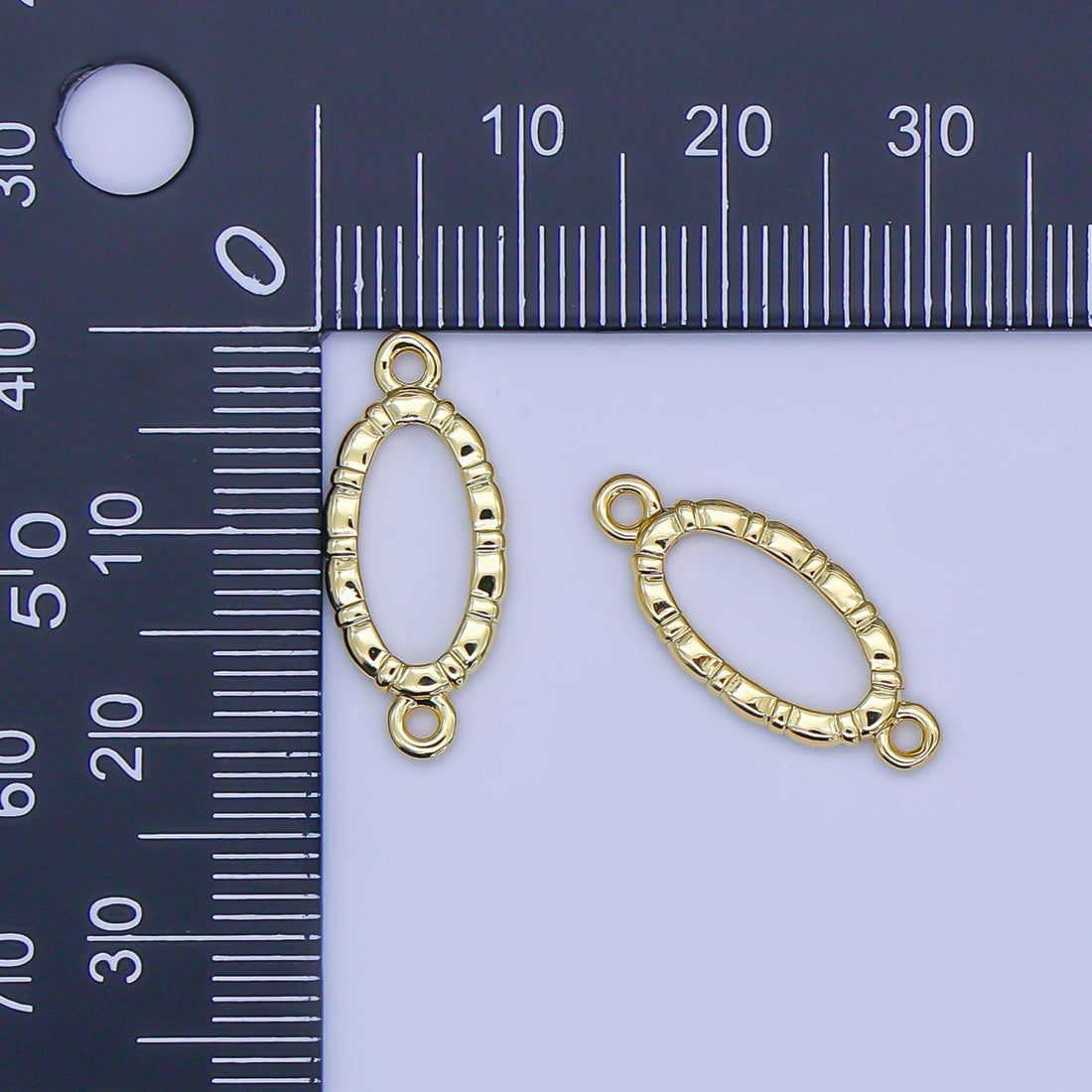 24K Gold Filled Hammered Oval Connector | Y-015