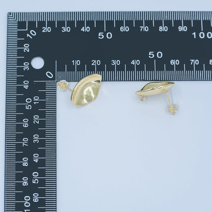 24K Gold Filled Hammered Oval Drop Stud Earring Findings | Z1128