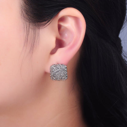 24K Gold Filled Hammered Square Stud Earrings in Gold &amp; Silver | AB883 AB899