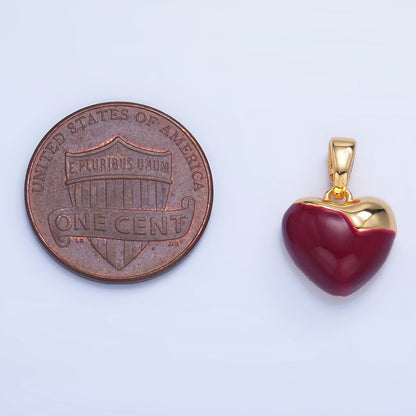 24K Gold Filled Heart Apple Red Enamel Pendant | AA1023