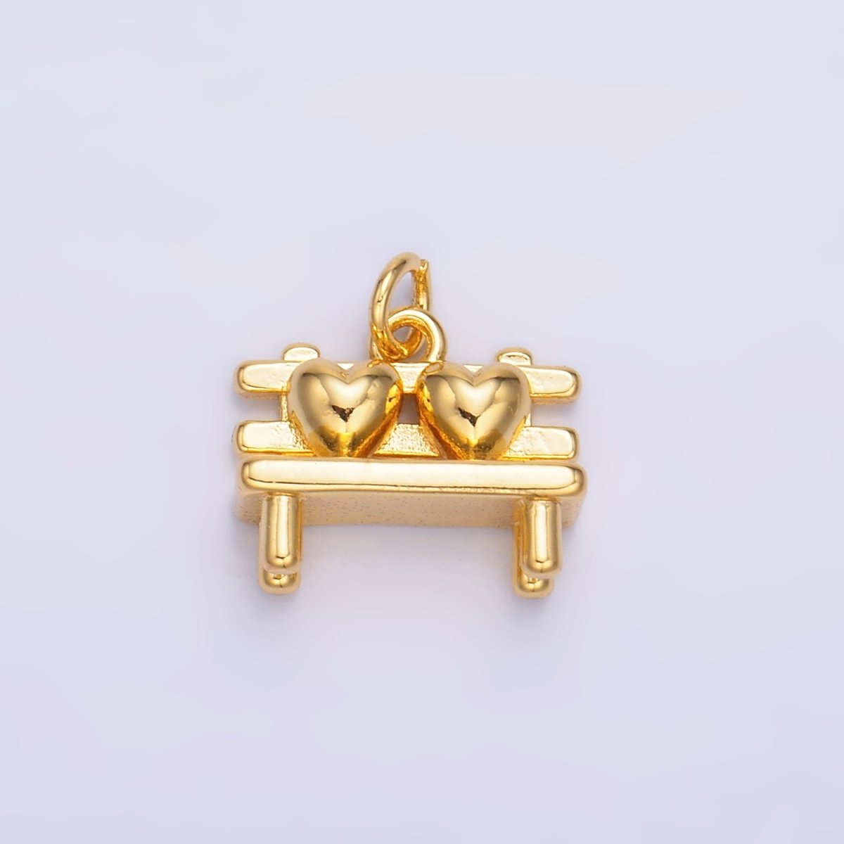 24K Gold Filled Heart Bench Seat 3D Multidimensional Charm in Gold &amp; Silver | W313