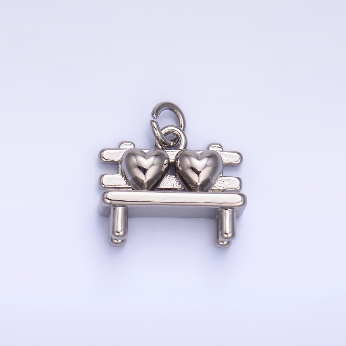 24K Gold Filled Heart Bench Seat 3D Multidimensional Charm in Gold &amp; Silver | W313