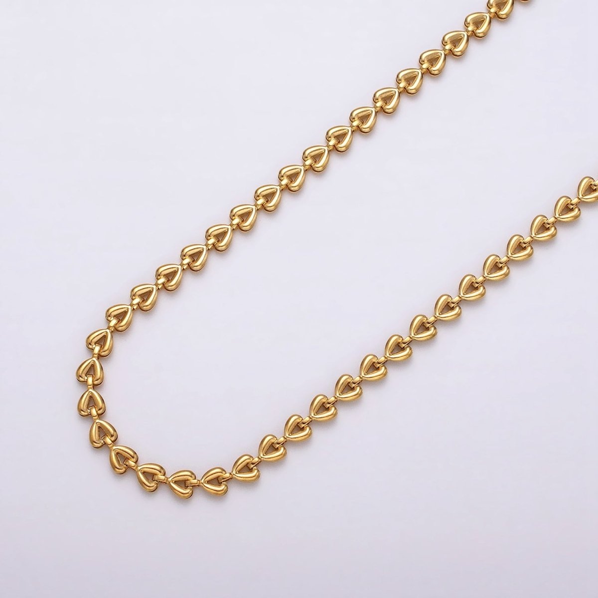 24k Gold Filled Heart Cable Chain Link Unfinished Yard Chain in Gold &amp; Silver | ROLL-1323 Clearance Pricing