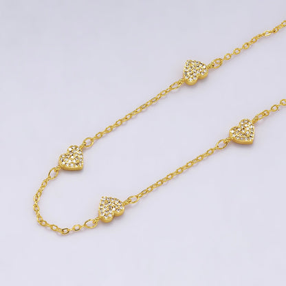 24K Gold Filled 1.6mm Micro Paved CZ Heart Cable Unfinished Chain by Yard | Roll-00420
