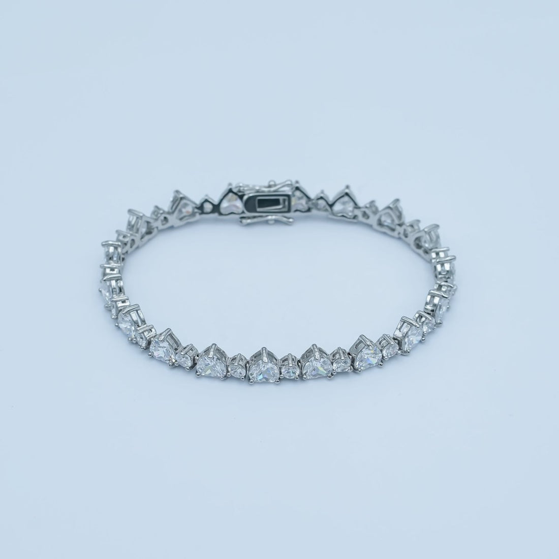 24K Gold Filled Heart CZ Tennis Chain 7 Inch Bracelet in Gold &amp; Silver | WA-2859 WA-2860