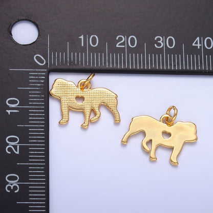 24K Gold Filled Heart Dog Pet Charm | W114