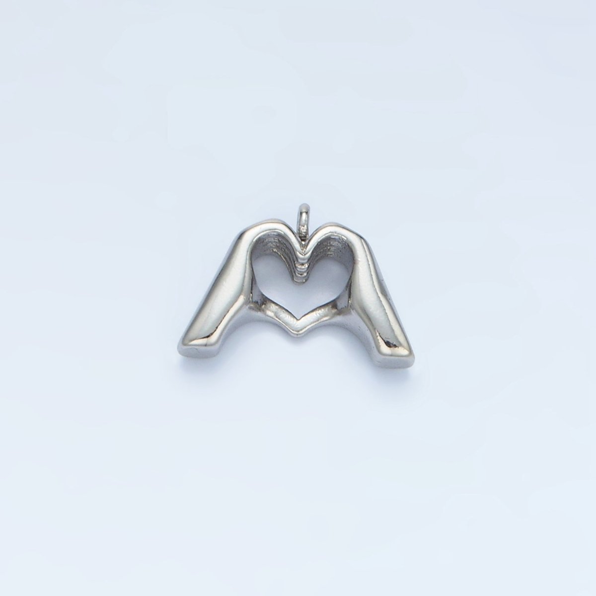 24K Gold Filled 10mm Heart Hand Gesture Multidimensional Charm in Gold &amp; Silver | E372