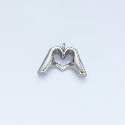 24K Gold Filled 10mm Heart Hand Gesture Multidimensional Charm in Gold &amp; Silver | E372