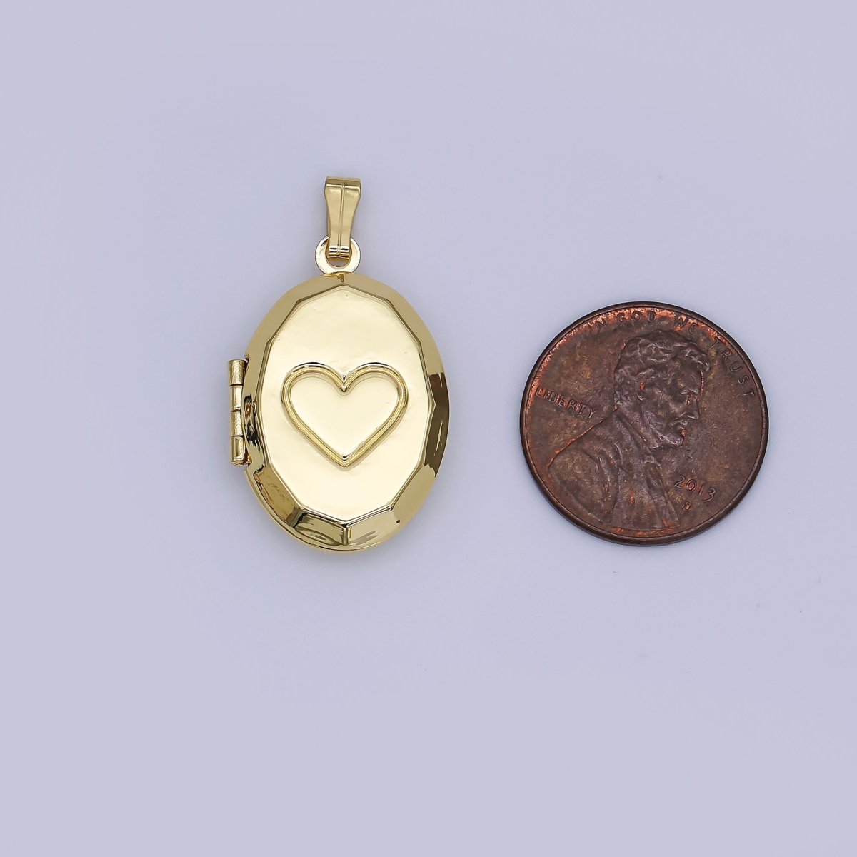 24K Gold Filled Heart Locket Pendant for Photo Charm | AH-489