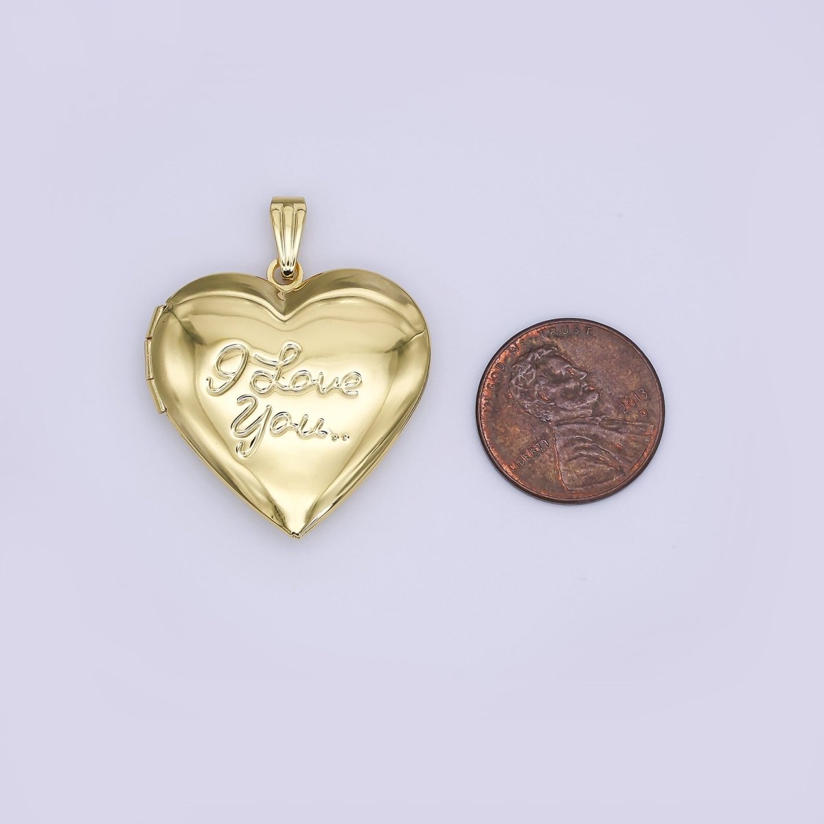 24K Gold Filled Heart Locket Pendant I love You Charm | AH486