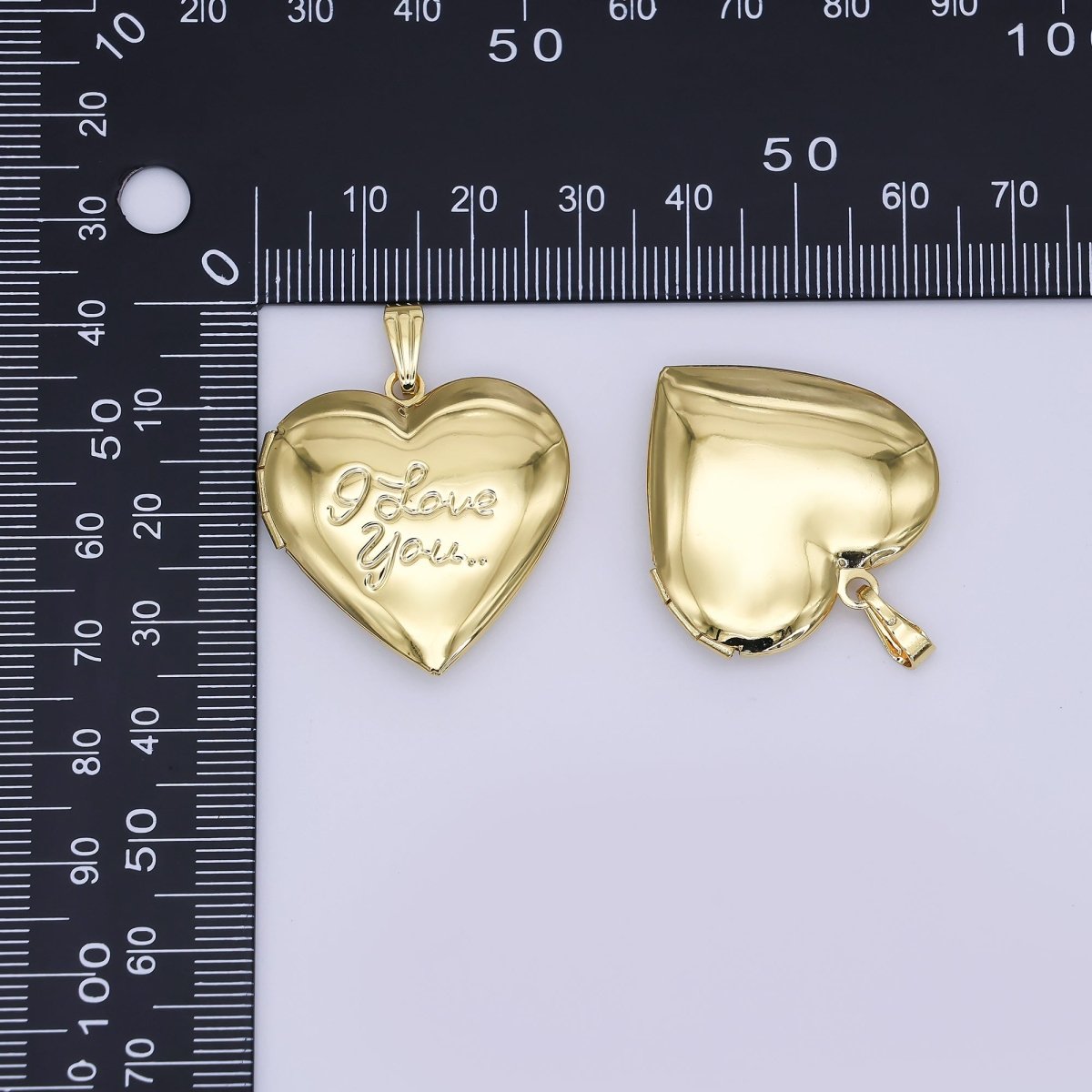 24K Gold Filled Heart Locket Pendant I love You Charm | AH486