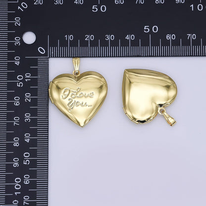 24K Gold Filled Heart Locket Pendant I love You Charm | AH486