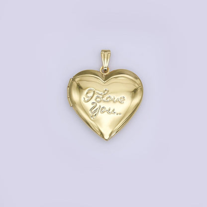 24K Gold Filled Heart Locket Pendant I love You Charm | AH486