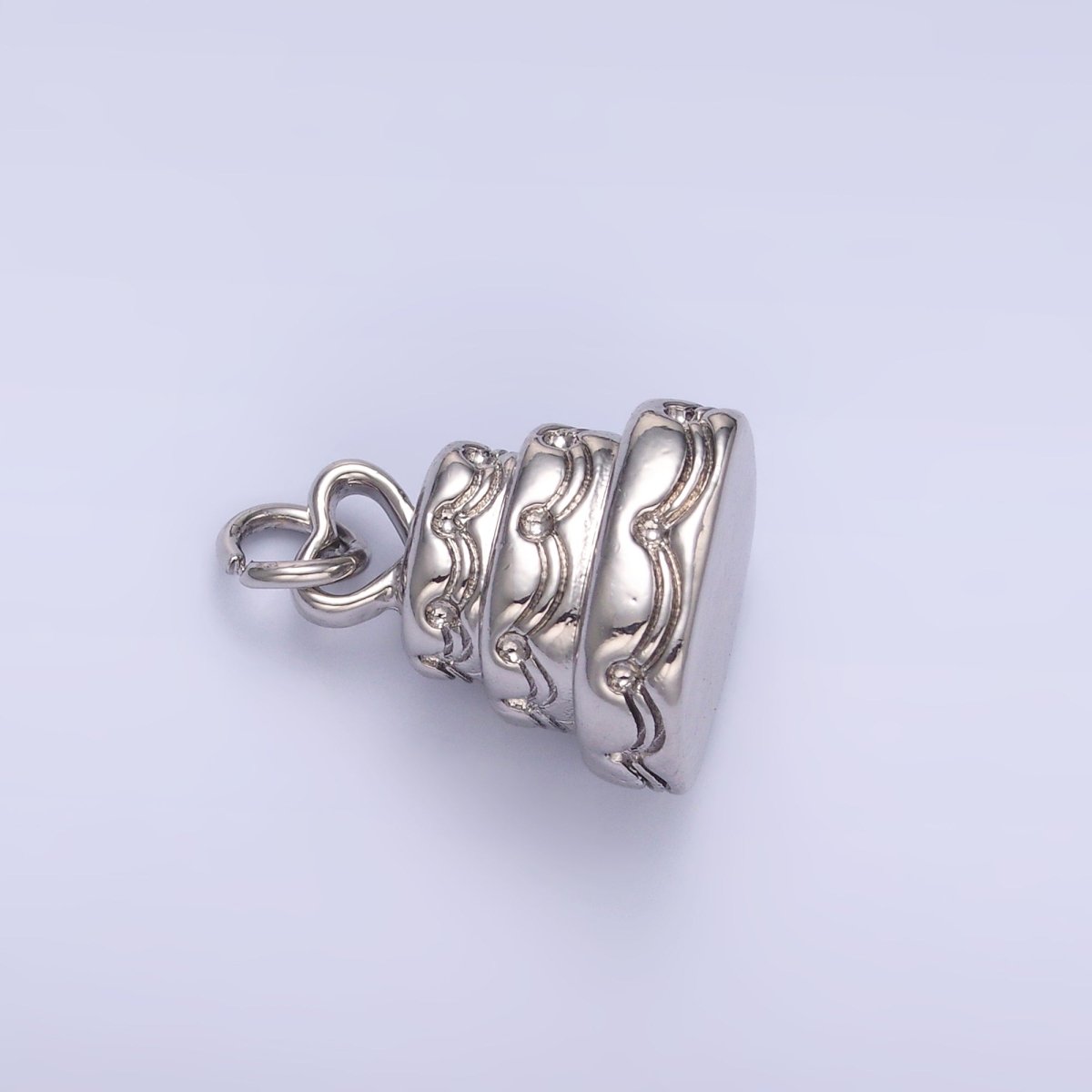 24K Gold Filled 12mm Heart Love Cake Multidimensional 3D Charm in Gold &amp; Silver | D628